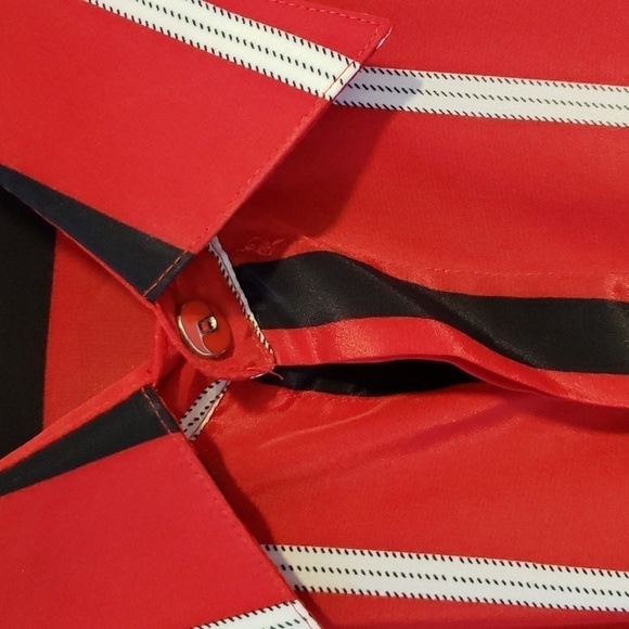 Loris Azzaro Red Black and White Button Shirt. - Picture 3 of 7